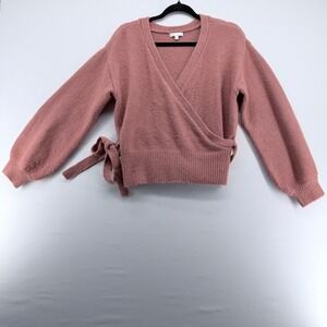 GB Girls Dusty Rose Pink Wrap Front Side Tie Knit Sweater Large‎